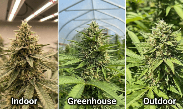 A variety of THCA flower types including indoor, greenhouse, and outdoor, showcasing their unique qualities for wholesale buyers.