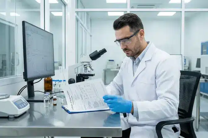 Professional laboratory setting for THCa potency testing and COA verification.